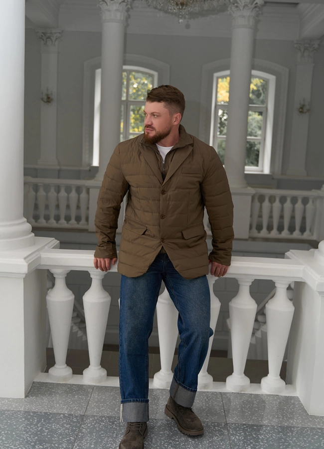 Мужской пуховик со съемной манишкой модель № 31461 в рассрочку