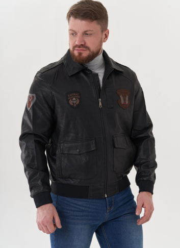 Мужская куртка из эко кожи черного цвета