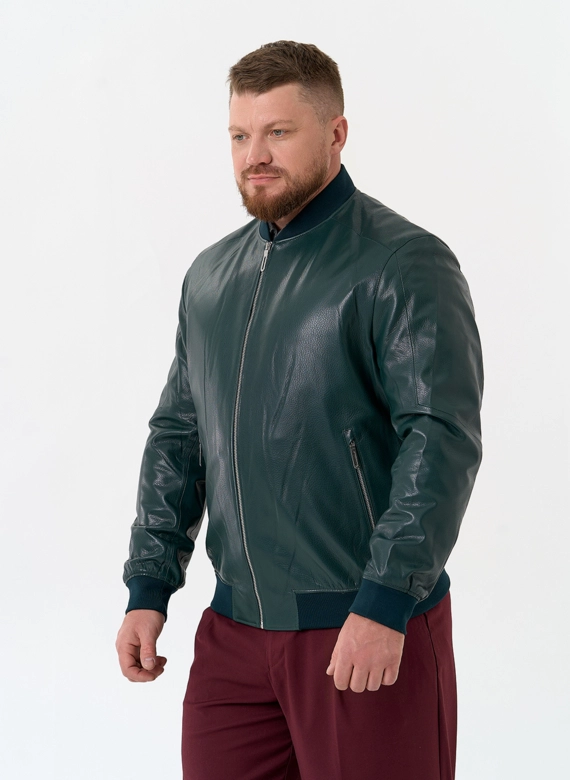 Мужская куртка бомбер из натуральной кожи