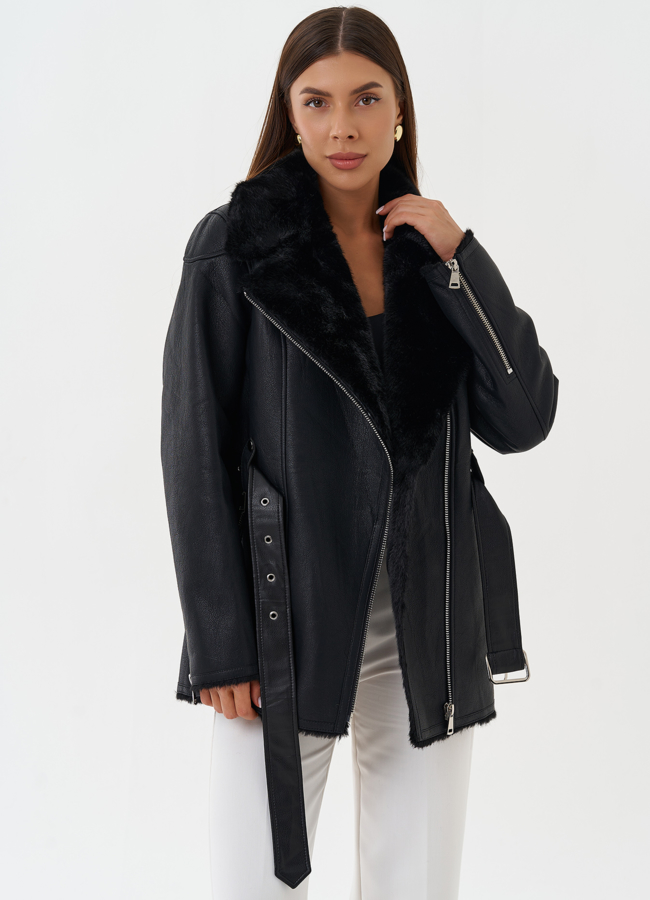 Эко дубленка с английским воротником модель № 27758 универмаг малина