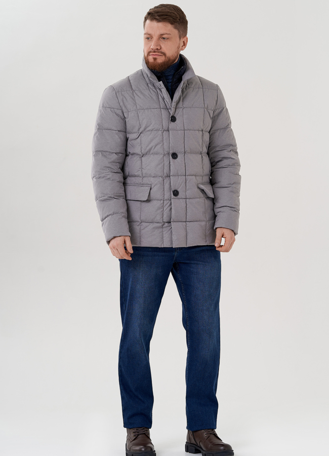фото Мужская куртка серого цвета  модель № 23764