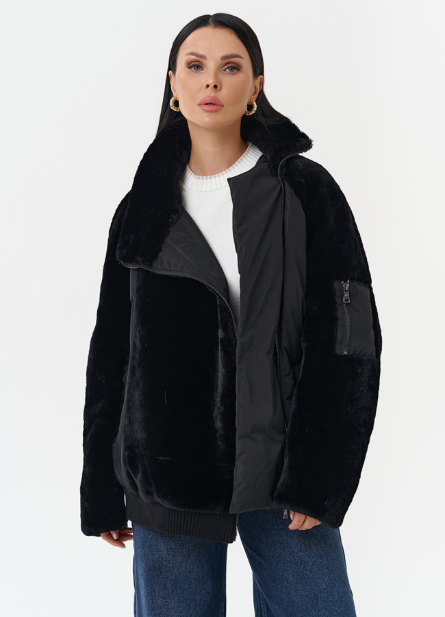 Комбинированная куртка с капюшоном модель № 28531 универмаг малина