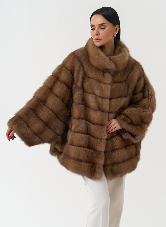 Шуба из куницы с воротником стойка