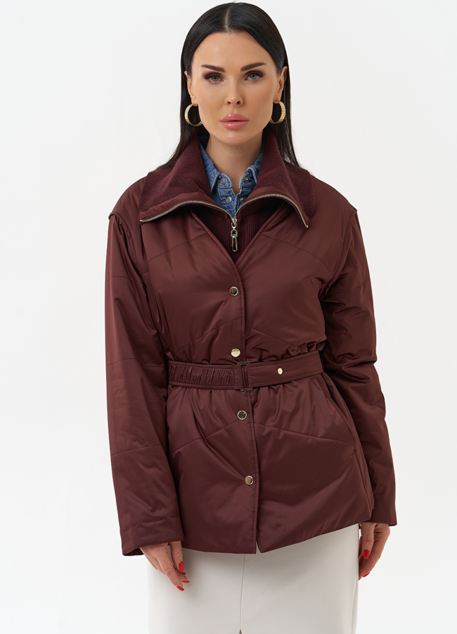 Женская утепленная куртка с поясом модель № 30052 в кредит