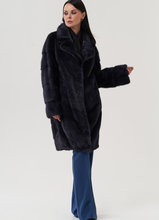 Шуба в цвете графит с английским воротником модель № 24745 в кредит