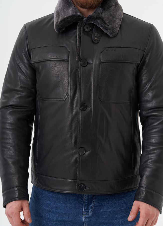 Мужская куртка из натуральной кожи модель № 28072 универмаг малина