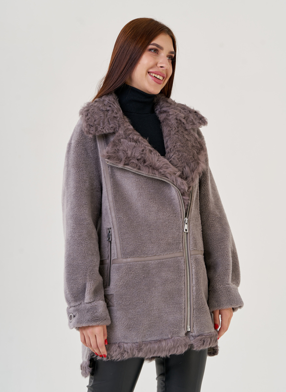 Женская куртка "косуха" из искусственного меха