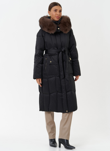 Пуховик с капюшоном из меха песца