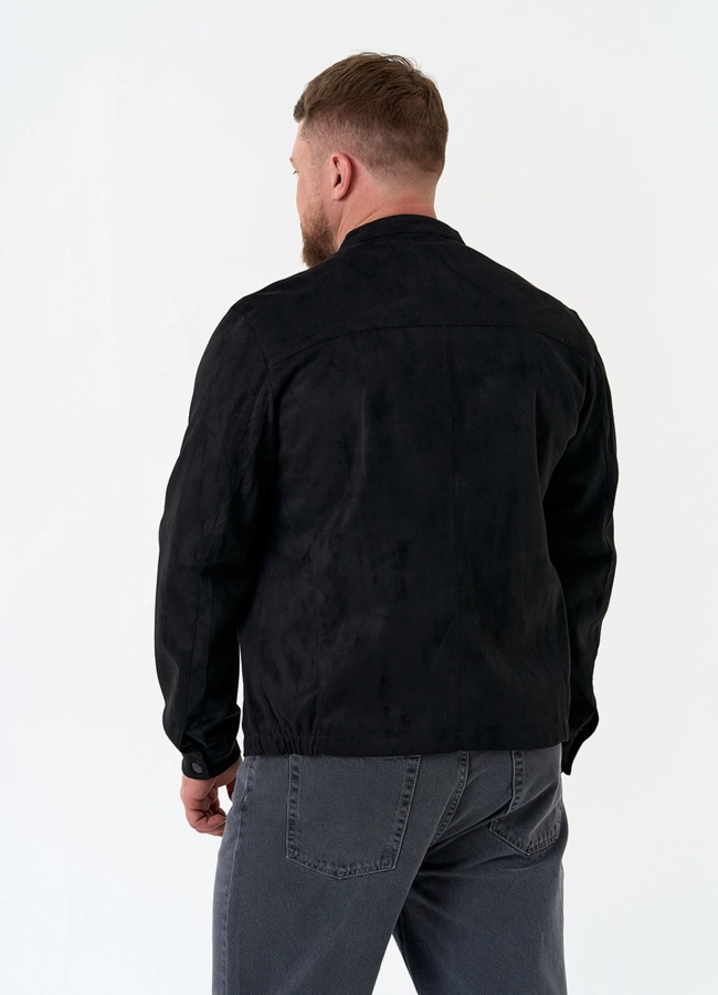 Мужская куртка из эко замши черного цвета модель № 30302 в рассрочку
