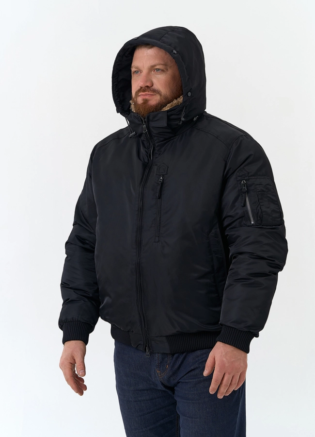 Мужская куртка бомбер с капюшоном модель № 34064 универмаг малина фото