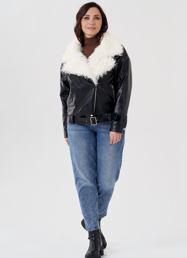 Куртка косуха с отделкой натуральный козлик модель № 3022 универмаг малина