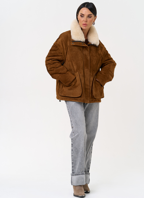 Пуховик - трансформер из натуральной замши