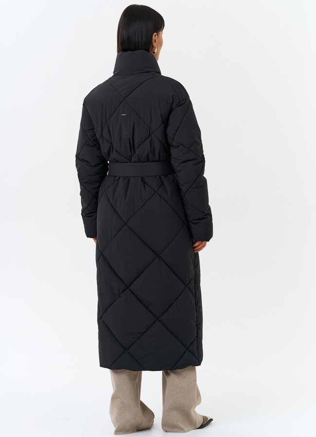 фото Женский пуховик с воротником шаль модель № 31740