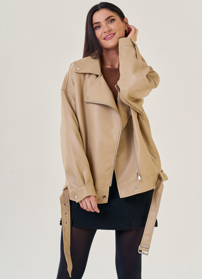 Женская куртка оверсайз из эко кожи модель № 23255 универмаг малина