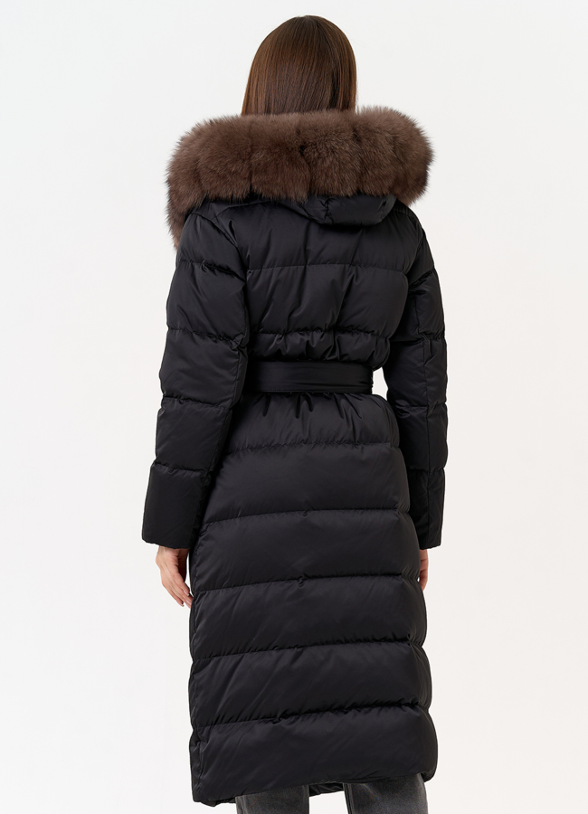 фото Женский пуховик с капюшоном из меха песца модель № 31448