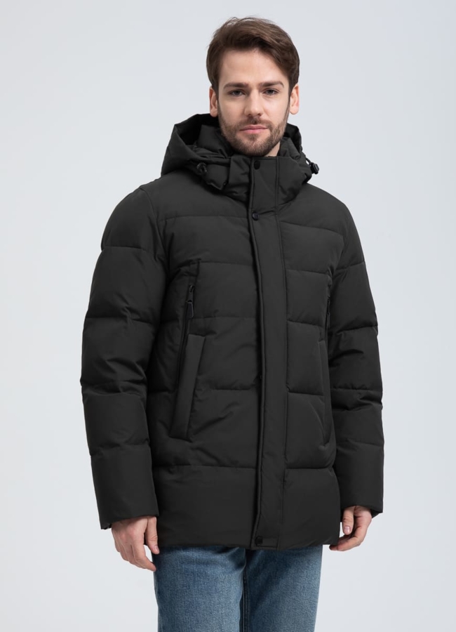 Мужской пуховик с капюшоном  модель № 32036 в кредит